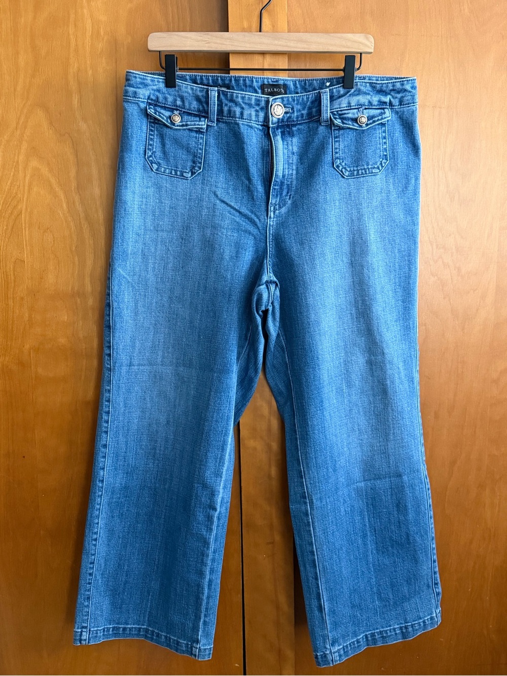Talbots Classic Trouser High-Rise Medium Wash Wide Leg Jeans 16 Petite